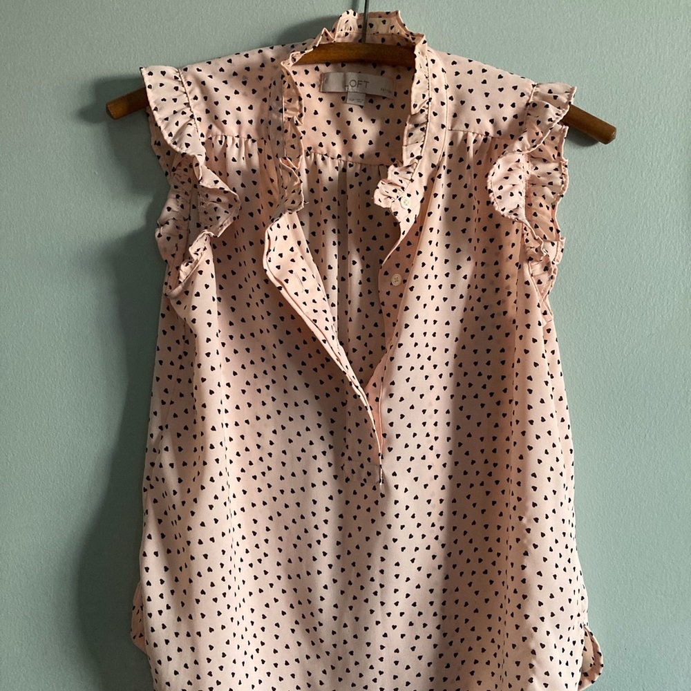 Sleeveless Heart Ruffle Shirt from LOFT